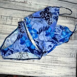 Speedo Blue Floral Print Tankini Swimsuit 2 Piece 10